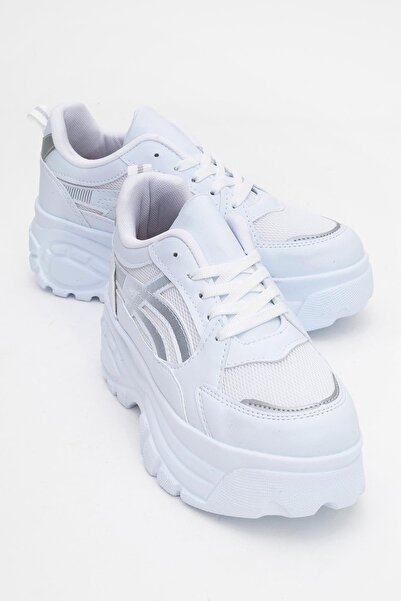 CCWAY AYAKKABI Pantofi sport anorak cu șireturi pentru femei ALB ARGINTIU