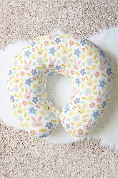 Evimde Bambaşka Pernă de călătorie moale din bumbac cu flori de iepure drăguț...