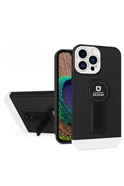 Flippy Armor Design Case with Stand for Apple iPhone 14 Pro Max Black/White, Magnetic Car Holder,