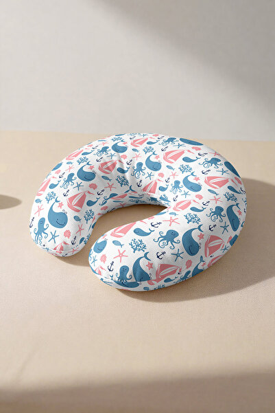 Evimde Bambaşka Pernă pentru gât din bumbac cu tematică marinar - Pernă de că...