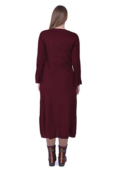 Invee Deniz Kabuğu Triko Yün Hırka BORDO