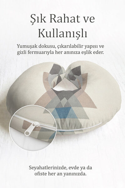 Evimde Bambaşka Geometrijski dezen Pamuk Jastuk za vrat - Moderni svetlo smeđ...