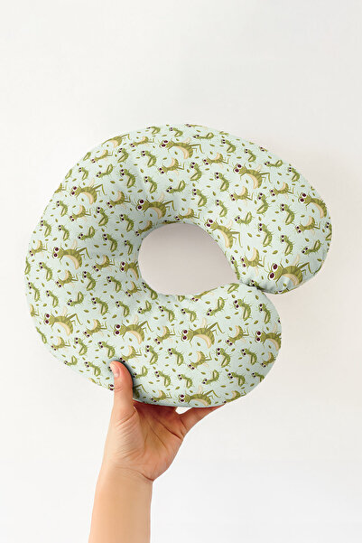 Evimde Bambaşka Grasshopper Patterned Cotton Neck Pillow - Cute Green Kids & ...