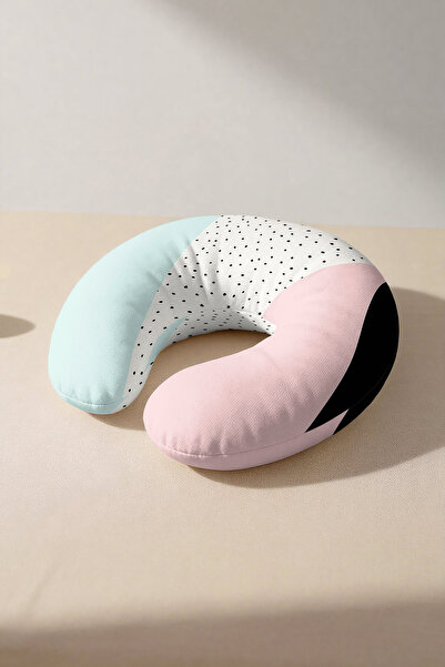 Evimde Bambaşka Pastel Colored Polka Dot Ergonomic Neck Pillow - Modern Mint ...