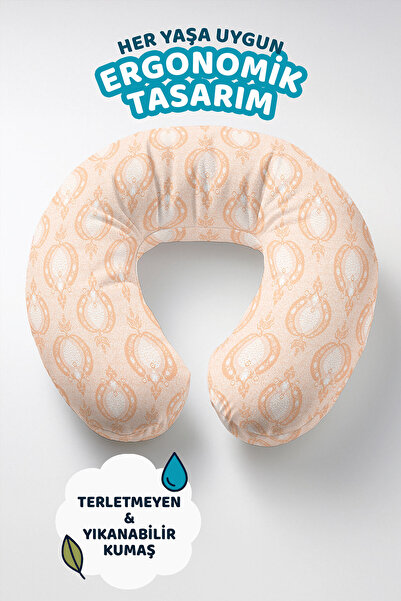 Evimde Bambaşka Pernă ergonomică pentru gât cu model clasic - Pernă de călăto...