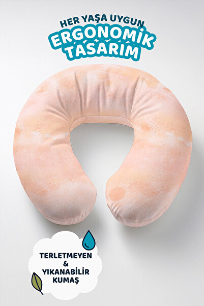 Evimde Bambaşka Pernă pentru gât cu model de marmură pastel - Pernă de călăto...