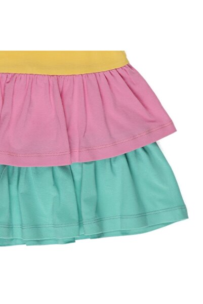 Panço Kız Sarı Örme Yuvarlak Yaka Elbise