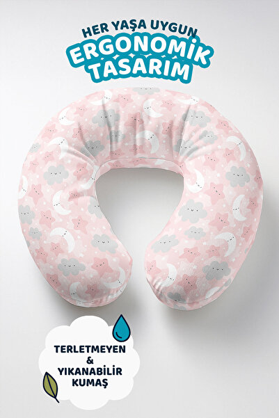 Evimde Bambaşka Moon Star Cloud Sa deznom jastuk za vrat - slatki ružičasti s...