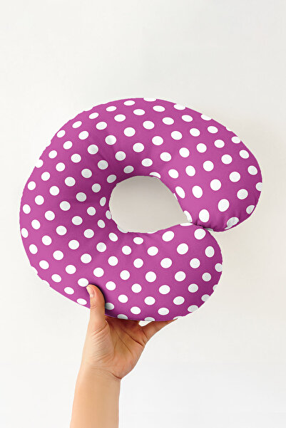 Evimde Bambaşka Polka Dot Pattern Ergonomic Neck Pillow - Retro Purple White ...