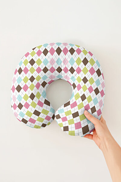 Evimde Bambaşka Pernă pentru gât din bumbac cu model în carouri - Pernă moale...