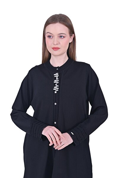 Invee سترة ميرديفين تريكو مرصعة بالأحجار باللون الأسود