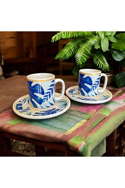 Turkuaz Porselen Flora Porcelain 4 Piece 2-Cup Coffee Cup Set 100 ml Classic