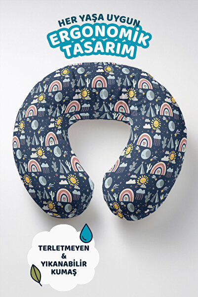 Evimde Bambaşka Šareni jastuk za vrat sa temom prirode u duginim bojama - Dan...