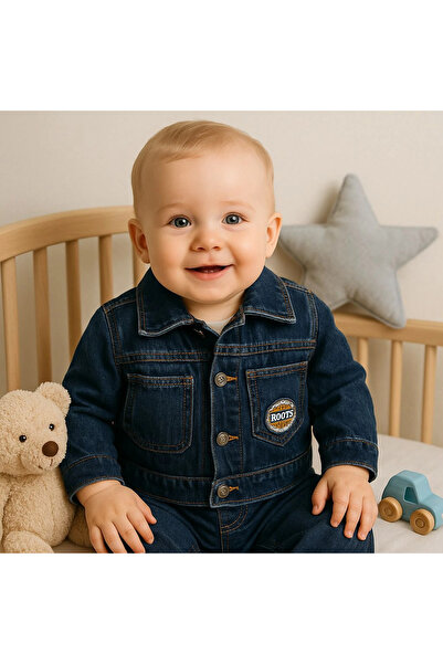 Minizade Μπλε τζιν μπουφάν με κέντημα με τσέπες 3/12 ετών