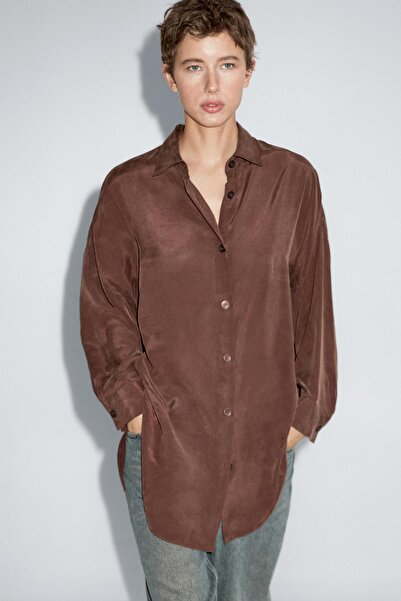 Massimo Dutti Dökümlü uzun gömlek