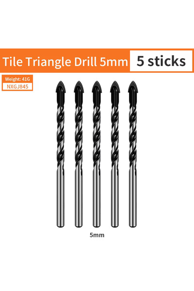Choice3 5mm 5pcs Newshark Tile Triangle Drill Bit Set Multifunctional Metal D...