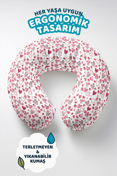 Evimde Bambaşka Jastuk za vrat Red Heart Pamuk - Beli i crveni putni jastuk s...