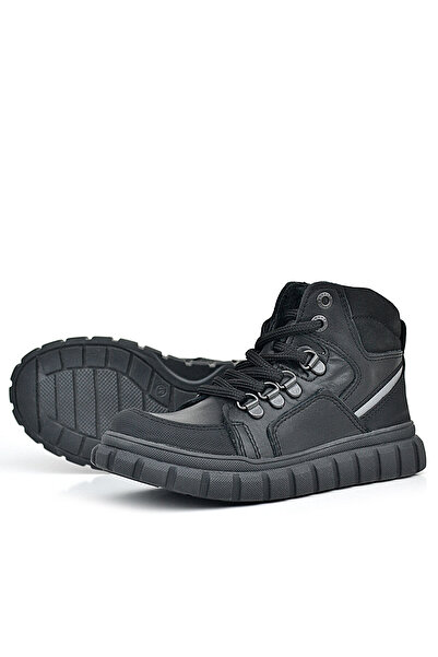 STELLA BUTİK Hakiki Deri Fermuarlı Siyah Tabanlı Erkek Çocuk Bot