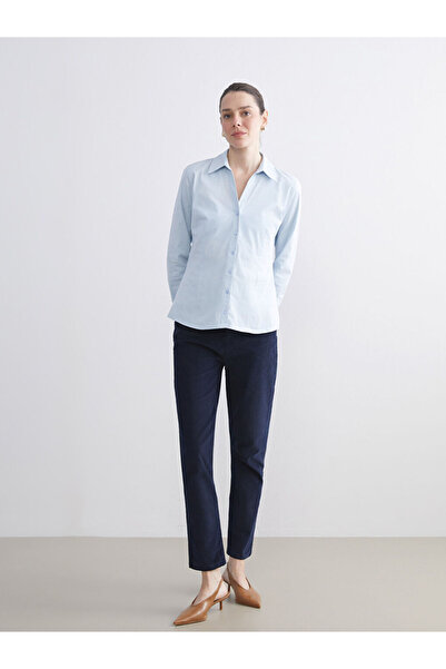 LC Waikiki Navy Blue Slim Fit Velvet Women's Trousers