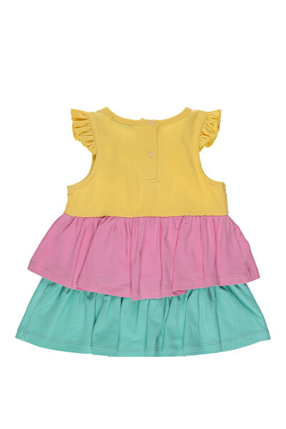 Panço Kız Sarı Örme Yuvarlak Yaka Elbise