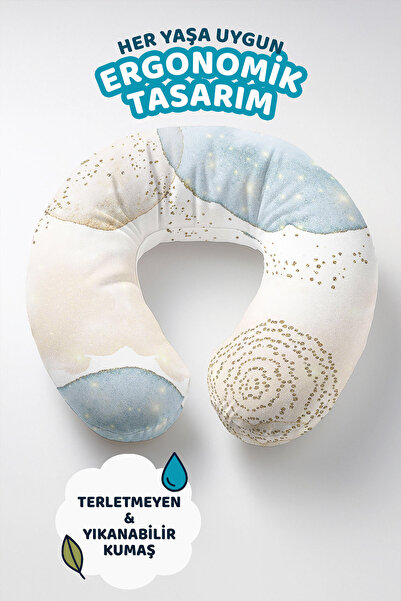 Evimde Bambaşka Apstraktni ergonomski jastuk za vrat sa zlatnim tačkama - pas...