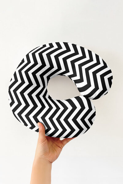 Evimde Bambaşka Pernă pentru gât cu model în zig-zag - Pernă de călătorie pen...