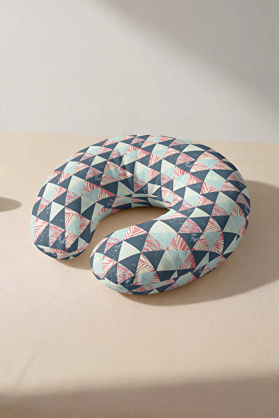Evimde Bambaşka Geometric Pattern Ergonomic Neck Pillow - Modern Pastel Color...
