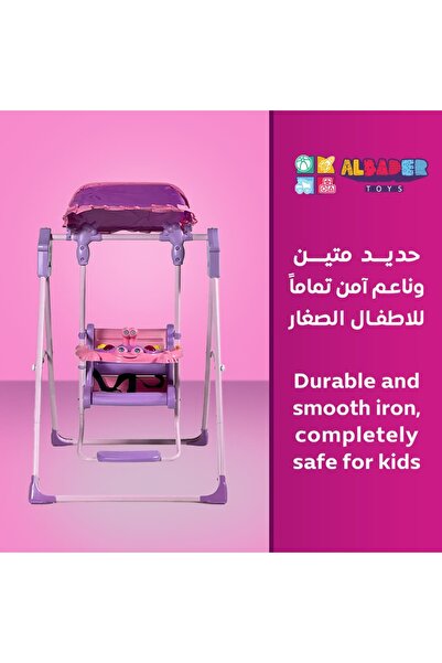 ALBADER Foldable Kids Swing with Canopy and Toys, Frog-Themed Baby Swing with Belt, Toddler Swing Chair