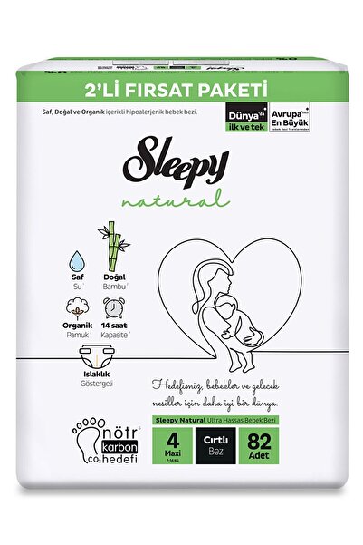 Sleepy Natural Bebek Bezi 2'Li Fırsat Paketi 4 Beden 82 Adet