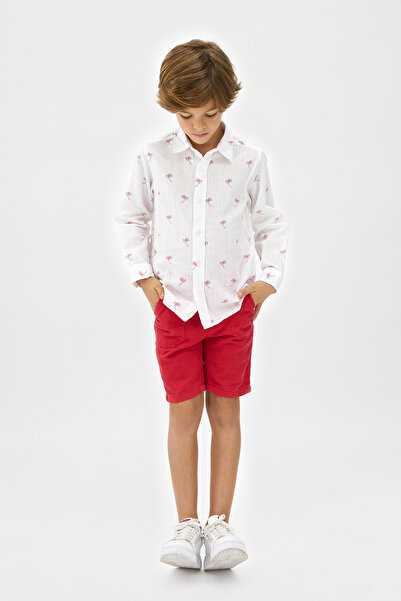 Panço Erkek Beyaz Dokuma Gömlek Yaka Gömlek