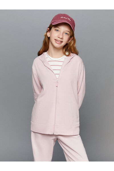 LC Waikiki Hanorac roz cu glugă, de bază, cu mânecă lungă, pentru fetiță, cu ...