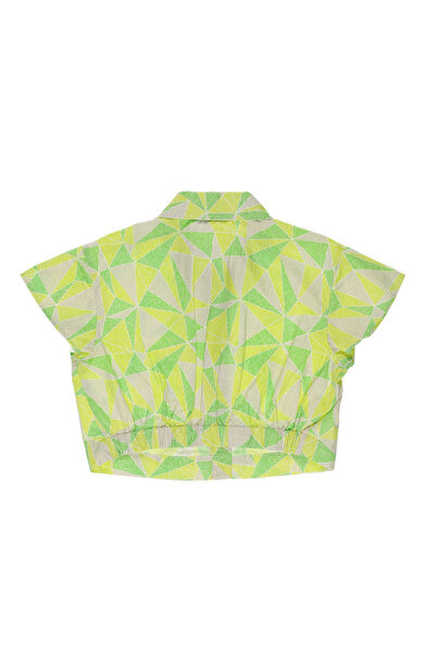 Panço Kız Yeşil Dokuma Gömlek Yaka Gömlek