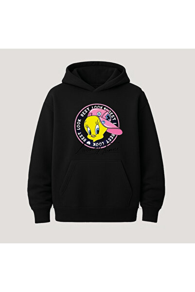 SVART WEAR سويت شيرت بقلنسوة بأكمام طويلة من القطن مطبوع عليه لوني تونز مع جي...