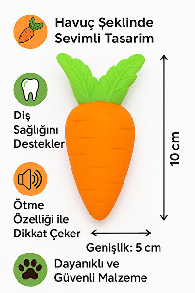 Papağanhane Havuç Şekilli Sesli Köpek Oyuncağı | Dayanıklı Diş Kaşıma ve Eğlenceli Oyun Aksesuarı