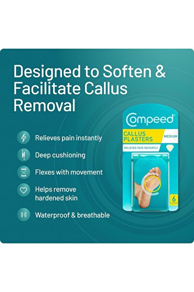 Compeed Duritate medie, îndepărtare rapidă, ameliorează durerea, 6 bucăți