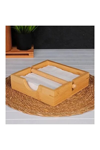RİVO HOME DECOR Bamboo Square Napkin Holder 18X18 cm