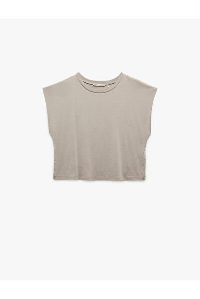 Koton Modal Kumaş Rahat Kalıp Bisiklet Yaka Crop Kolsuz Tişört Pijama Üstü