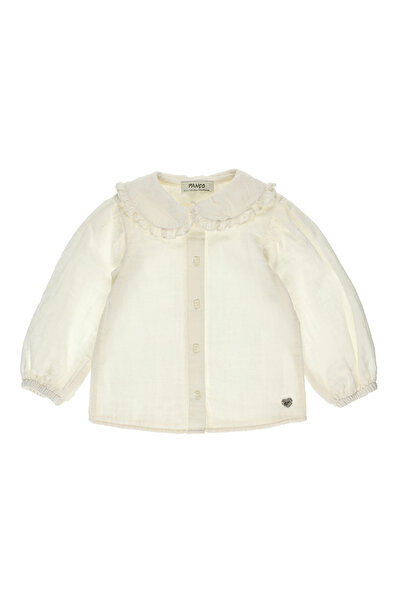Panço Kız Ecru Örme Bebe Yaka Gömlek