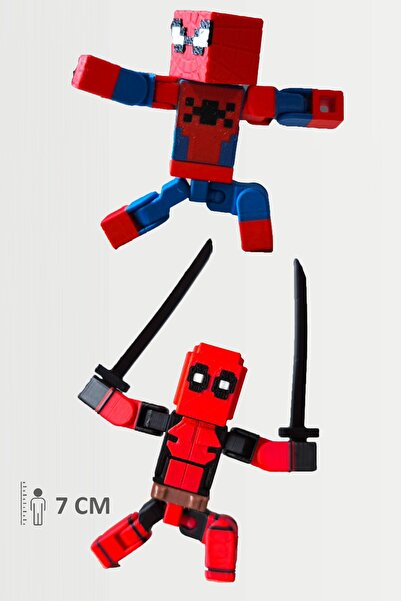 FigürDizayn Minecraft Spider man Örümcek Adam ve Deadpool Hareketli Eklemli F...