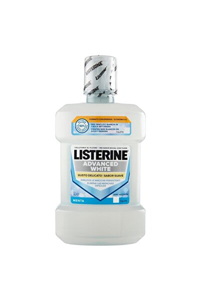 Listerine Apă de gură Advanced White, apă de gură fără alcool cu ​​aromă de mentă pentru dinți mai albi și o sănătate mai completă