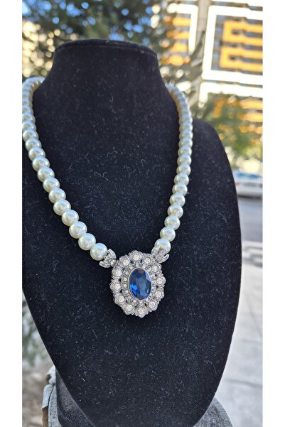 shop Safir Taşlı İnci Kolye