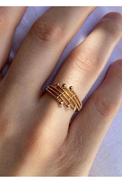 Quiness Jewelry 14 Ayar Altın Kaplama Yüzük: Modern Minimalist Tasarım, Beden L8