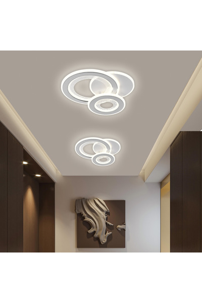 Alista Home Lustra LED SQUARE 36 W, 3 Cercuri, lumina Rece/Calda/Neutra, Alb