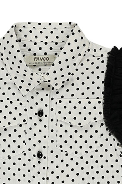 Panço Kız Ecru Dokuma Gömlek Yaka Gömlek