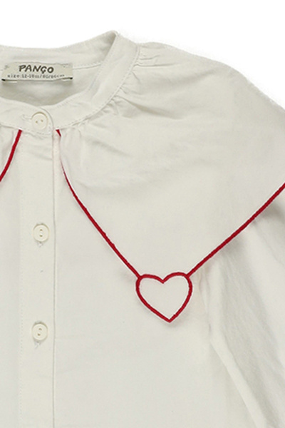 Panço Kız Ecru Dokuma Geniş Yaka Gömlek