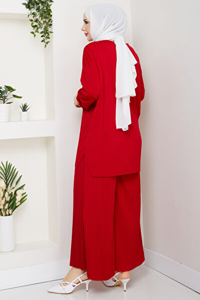 Asil Modest Piliseli Pantolonlu Kadın Takım