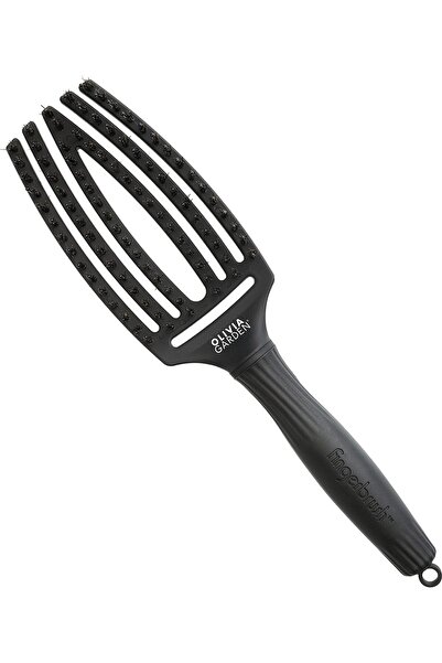 Olivia Garden Fingerbrush Care Iconic - Medium - Black - Detangler Hairbrush with Double Nylon Brist