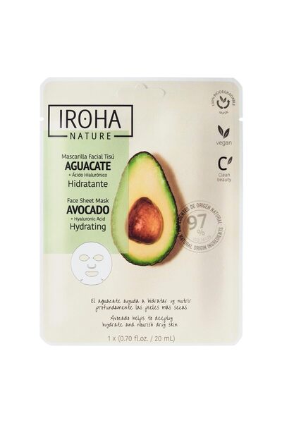 IROHA NATURE - Mască facială hidratantă cu avocado și acid hialuronic