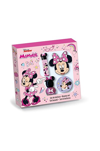 Disney Minnie Beauty Set consisting of lip balm, nail polish, nail file, and mirror