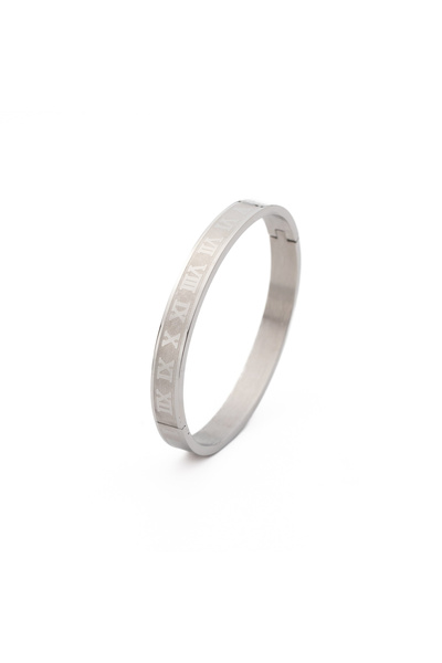 ElectraStore Fixed Silver Bracelet With Roman Numerals Pattern